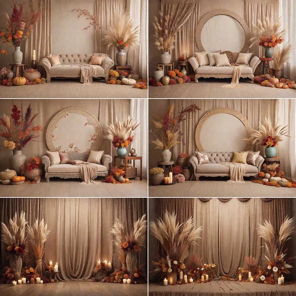 

MOON.QG Thatch Party Background Photography Bohemia Autumn Curtain Photozone Backdrop Child Photo Studio Photocall Accessories