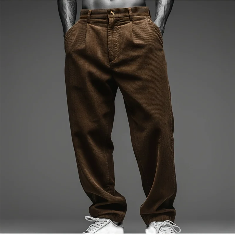 Neue Cordhose für Herren im Casual-Formal-Stil | Einfarbig mit mehreren Taschen, geeignet für Büro- oder Alltagskleidung im Frühling und Sommer. – Detail 1