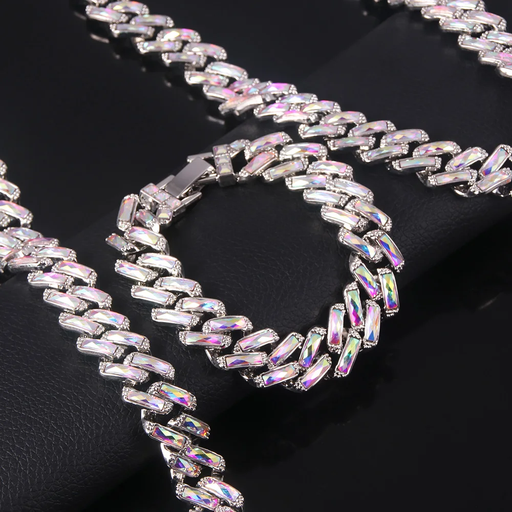 Luxury Iced Out Paved Rhinestones Full Miami Curb Cuban Chain CZ Bling Rapper Necklaces For Men Charm Jewelry Cool Gifts