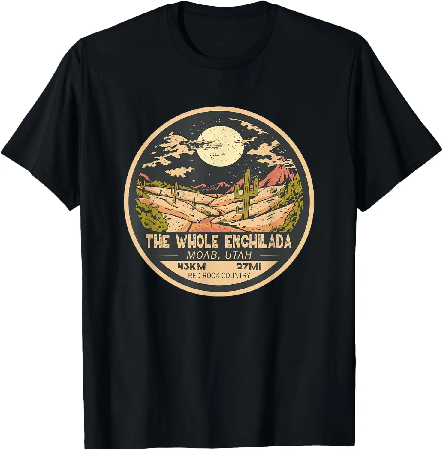 The Whole Enchilada Trail Utah Mountain Biking Emblem T-Shirt 100% Cotton Trendy Y2K Short-Sleeve Tee – Soft, Quick-Drying, & Moisture-Wicking; Ideal for Sports or Casual Wear; Great Gift for Christmas or Halloween.