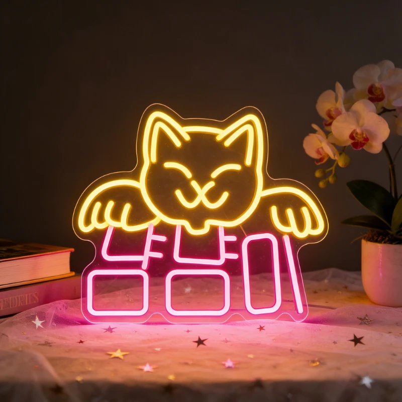 

Cute Korean Hangul Cat Neon Sign LED Night Light USB Wedding Decor Lamp for Bedroom Living Room Engagement Gift Home Decoration