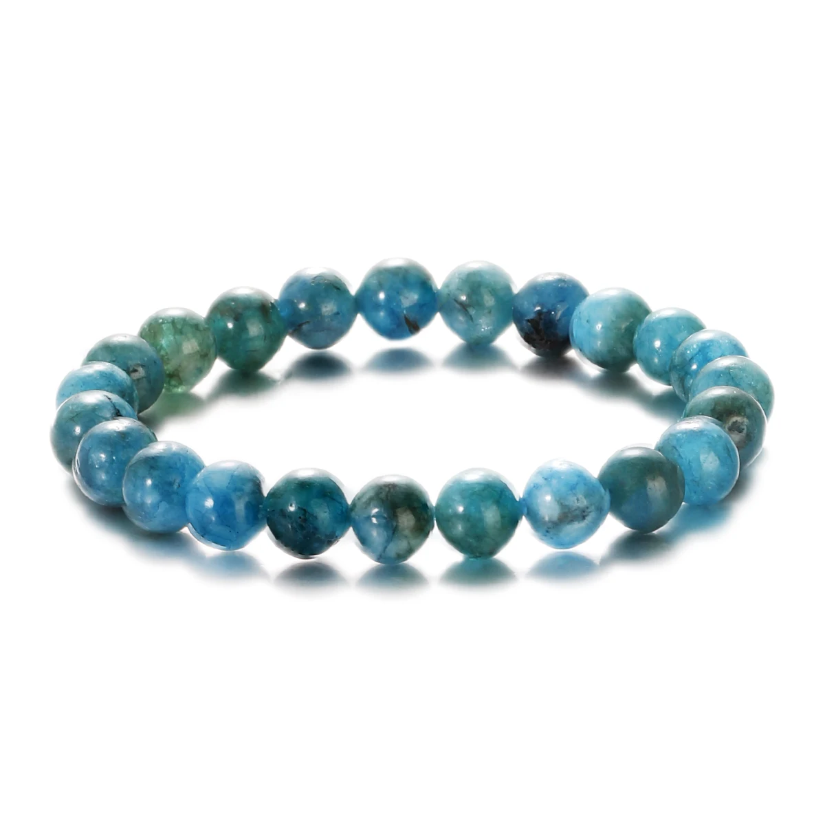 Natural Stone Blue Ocean Apatite Round Beads Elastic Bracelet Healing Bracelet Women Jewelry Gifts 6 8mm Wealth