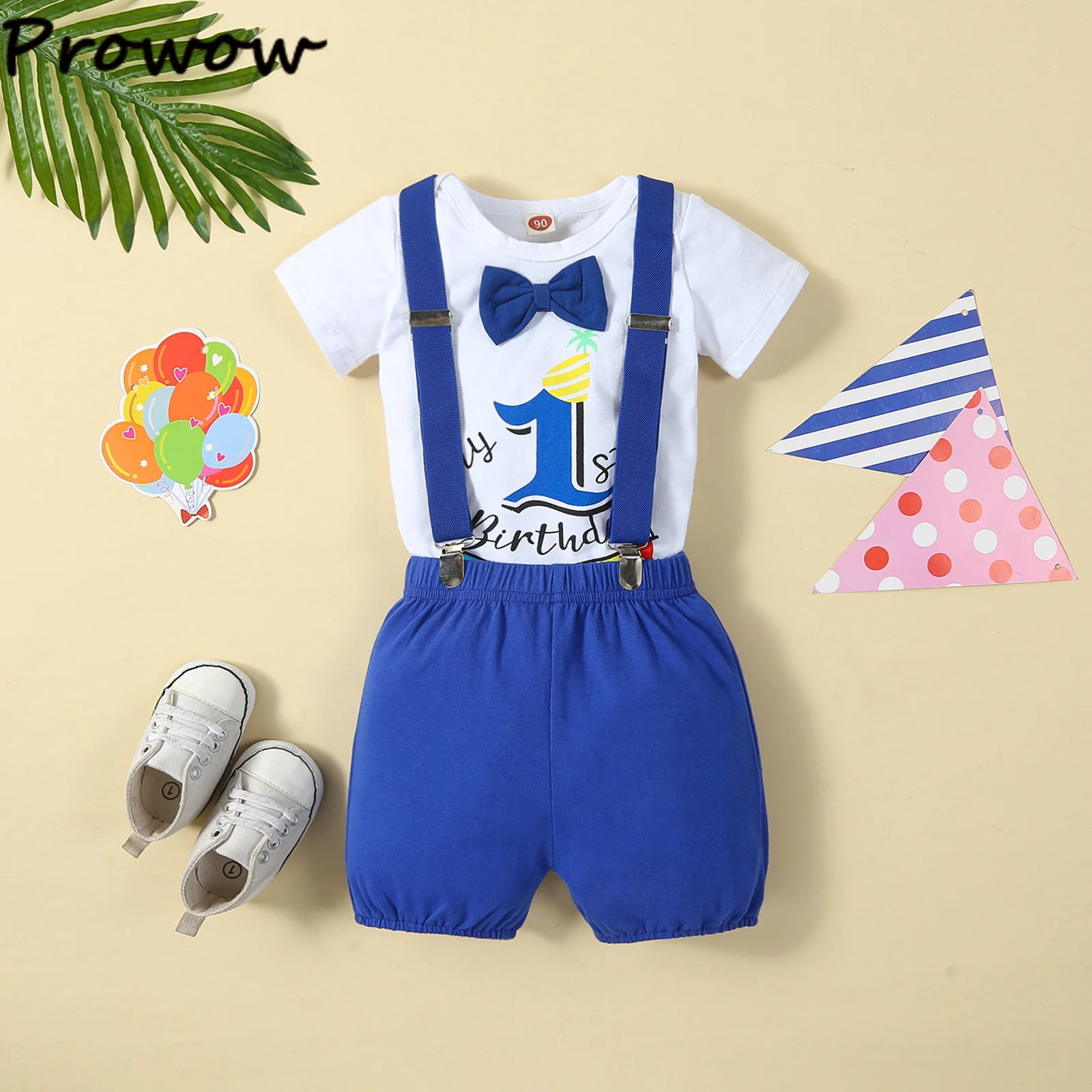 Geburtstagsoutfits für Jungen: Set mit Ballon-Buchstaben "1" Body und Y-Back-Trägerhose, 1. Geburtstag Baby Cake Smash Kleidung – Detail 23