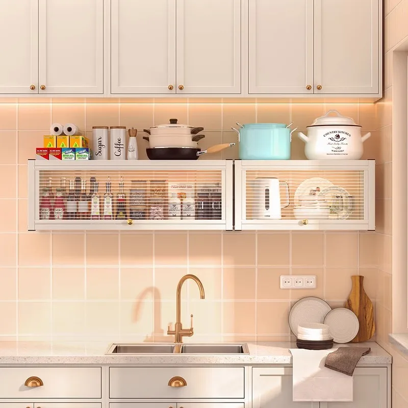 */*Kitchen Seasoning Rack, Wall-mounted Hanging Cabinet, Condiment Preparation Plate Storage Below, Wall Non-punching Upturn Cab