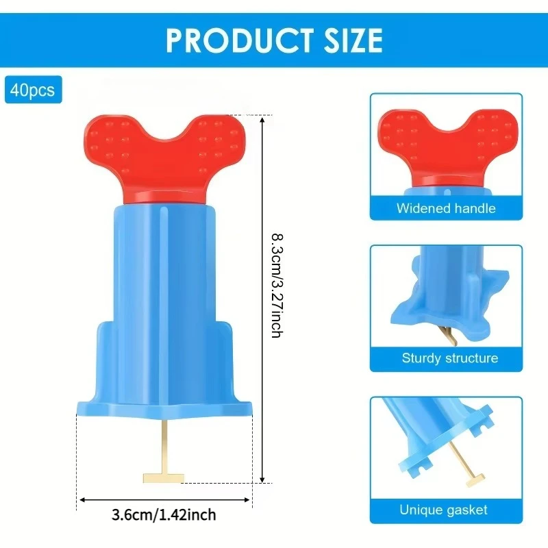 40Pcs New Design Tile Leveling Systeam Leveler Clips Spacers for Fixing Wall Floor Ceramic, Construction Tools, Reusable
