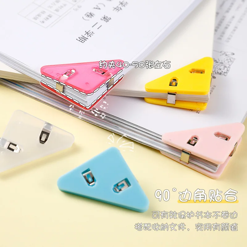 Mini Multicolor Corner Clips Set Transparent Solid Colorful Page Holder Binders Paper Clip Clamp File Index Photo Office School