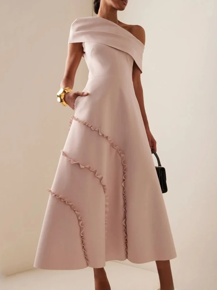 Op maat gemaakt Hoge kwaliteit Plooi Avond A-lijn Eén schouder Op maat gemaakte gelegenheid Enkellange Hoge kwaliteit Op maat gemaakte gelegenheidsjurken