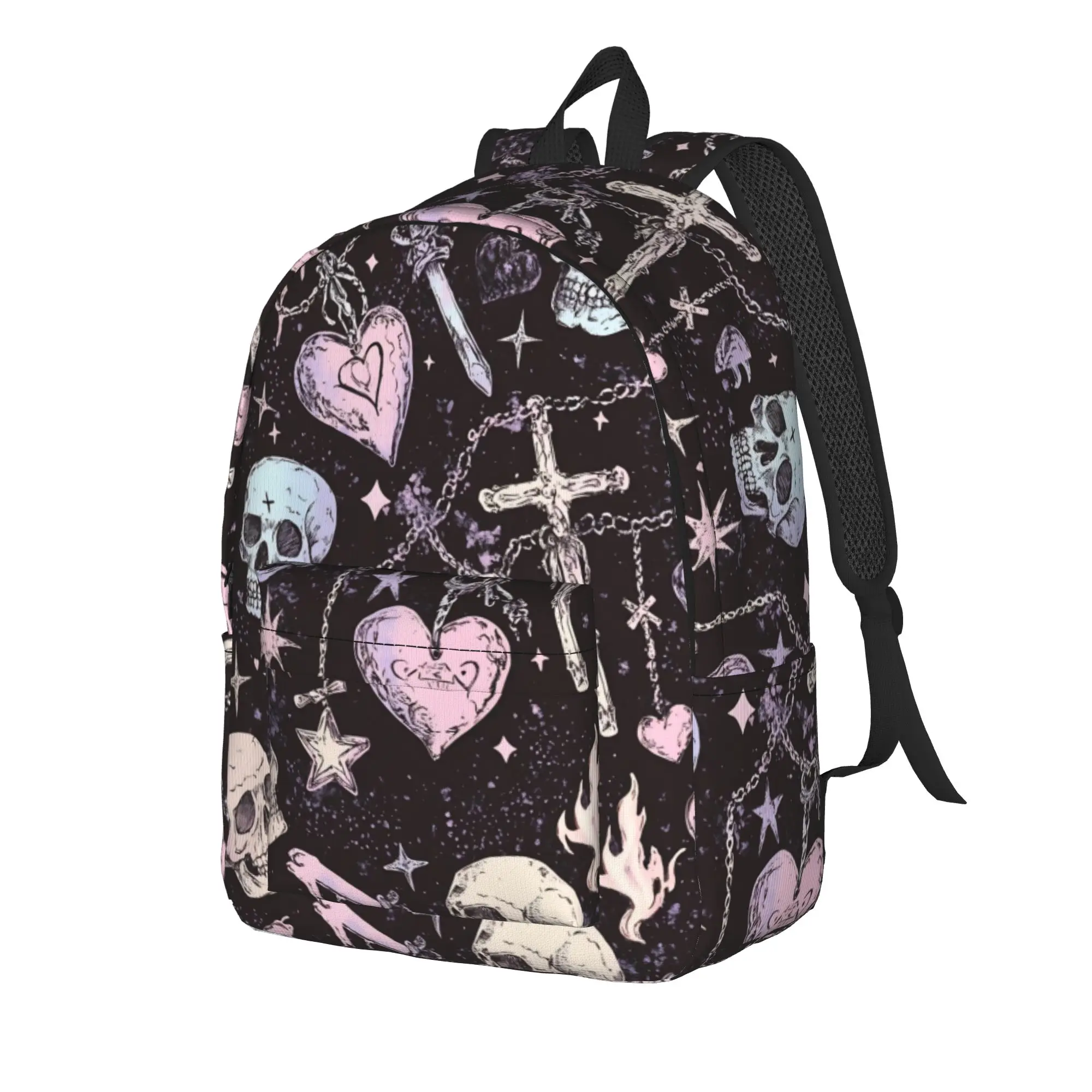 Halloween Gothic Fashion Backpack Sports Student Hiking Travel Witchy Cross Daypack for Men Women College Shoulder Bag