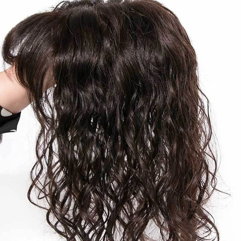 Natural preto seda base peruca para mulheres, cabelo humano topper, encaracolado verão, respirável virgem, chinês remy cabelo pedaço, cabelo fino pedaço