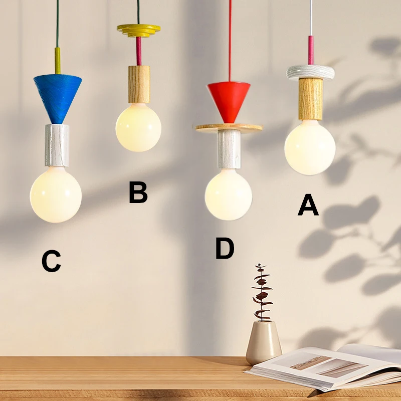 Nordic Lamp Wood LED Pendant Lights Kitchen Home Decor Hanglamp Restaurant Ceiling Chandelier Luminaire Bedroom Light Fixture