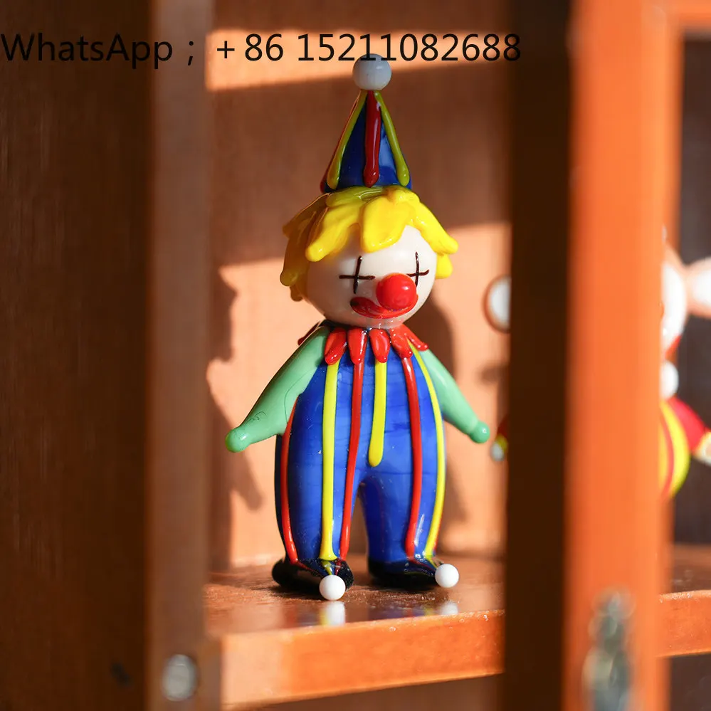 LLY glazed handmade circus clown car tabletop ornament cute cure striped clown male birthday gift