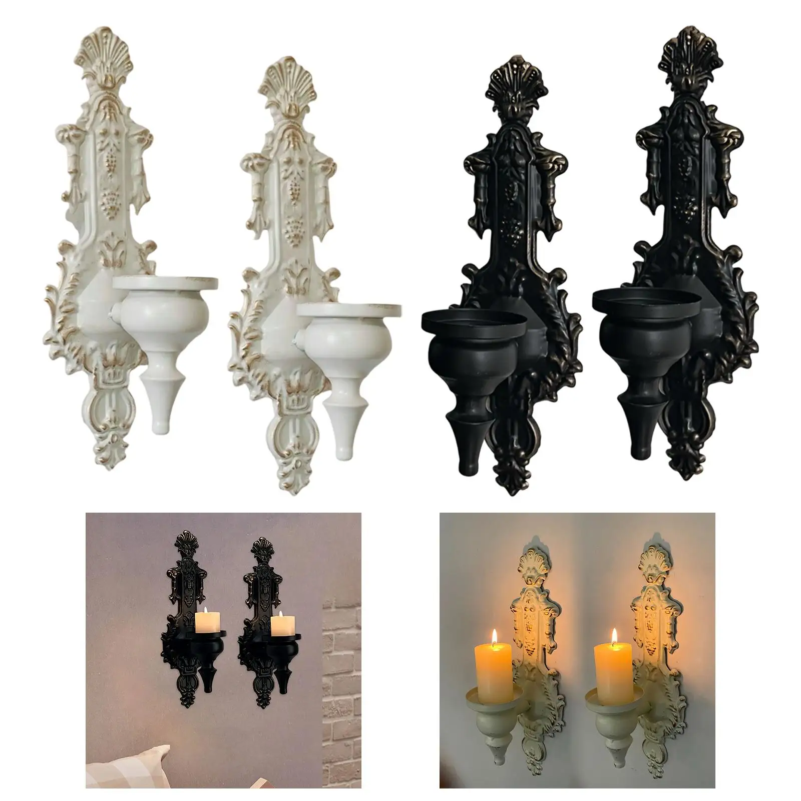2 Stück Kerzenständer Kerzenhalter Kerzenständer Geschenke Eisen Ornament Wandmontage für Jubiläumstisch Herzstück Home Desktop