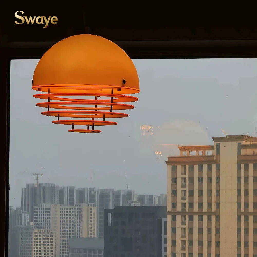 Medieval Sunset Orange LED Pendant Ceiling Light Bedroom Restaurant Bar Island Ceiling Chandelier Home Decor Indoor Luster Lumin