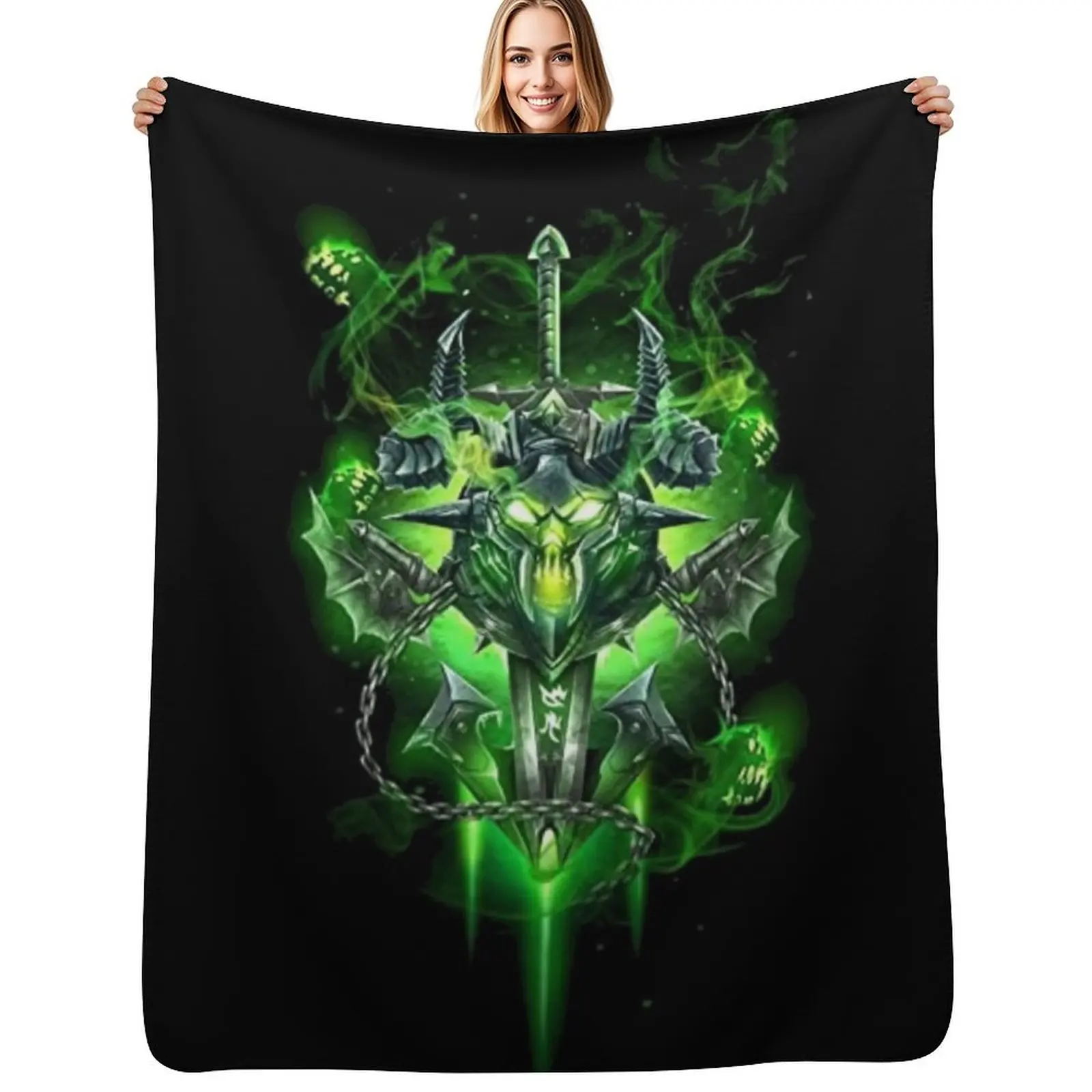 Unholy Death Knight Design Throw Blanket Warm Plush Fuzzy Blanket for Living Room