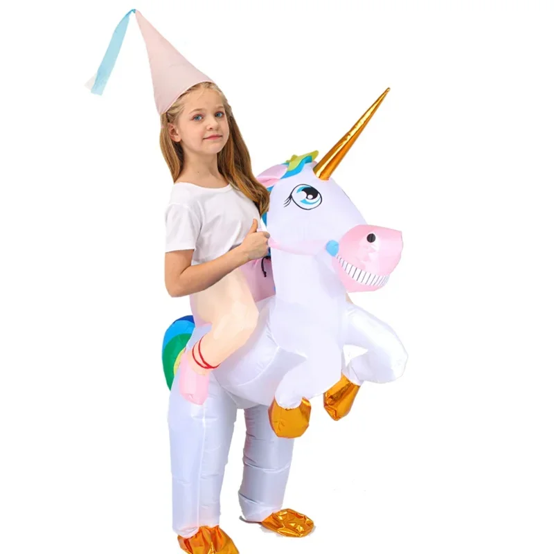 Kids Unicorn Inflatable Costume Carnival Halloween Child Girls Boys Animal Mascot Anime Party Cosplay Costumes Dress Suit C