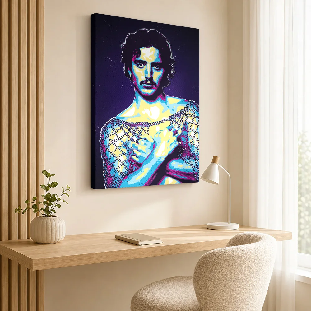 Benson Boone Portrait Framed Canvas Poster Personalized Photo Geometric Color Blocking Wall Art For Record Room, Singer Gift