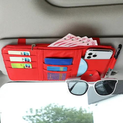 Car Sun Visor Storage Bag Card Bill Pen Glasses Holder Auto Interior Organizer Universal Sunglasses Clip Car Storage Tidying - Image 7