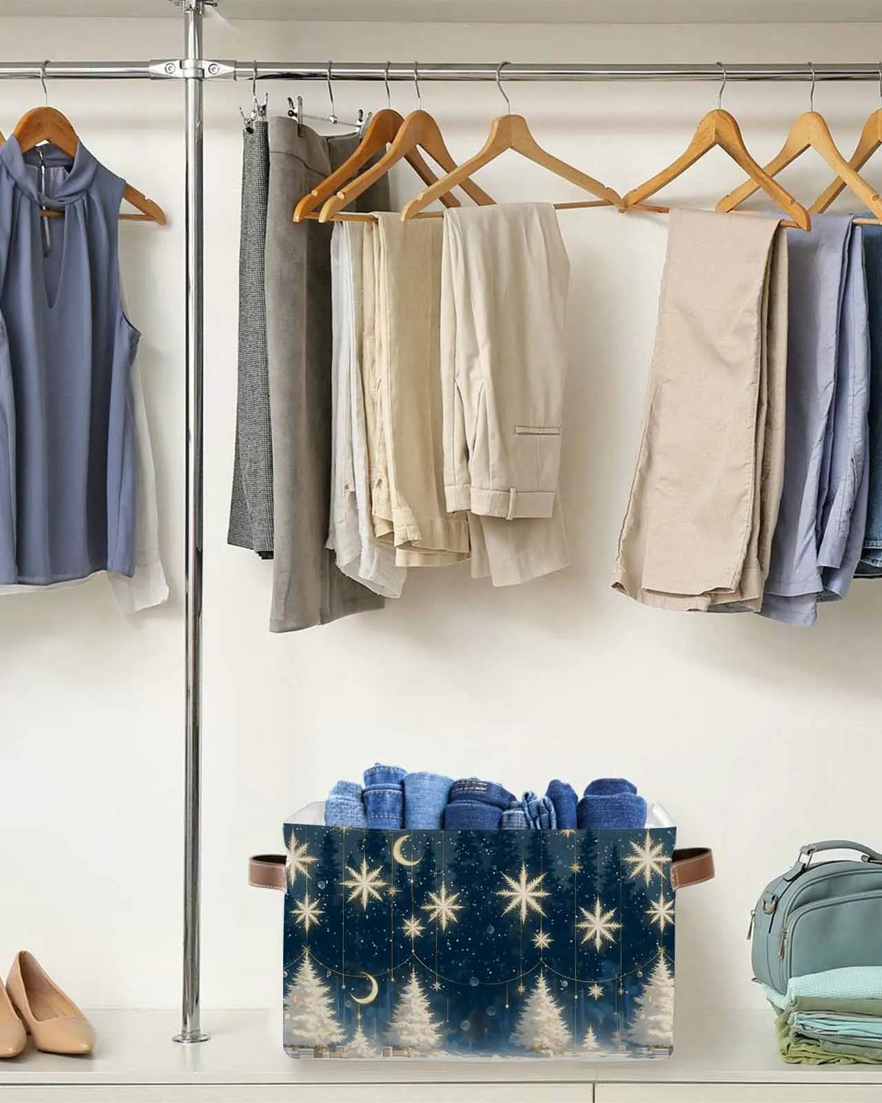 

Christmas Tree Stars Moon Waterproof Laundry Basket Folding Clothing Storage Basket Kids Toys Organizer Storage Bucket