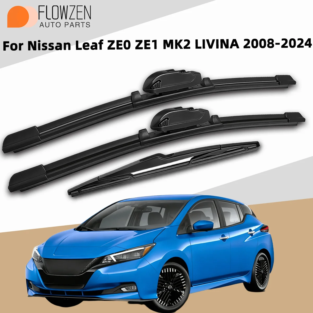

3 шт. передних и задних щеток стеклоочистителя для Nissan Leaf ZE0 ZE1 MK2 LIVINA 2008-2024, премиум-качество, бесшумные, без разводов, долговечные автозапчасти