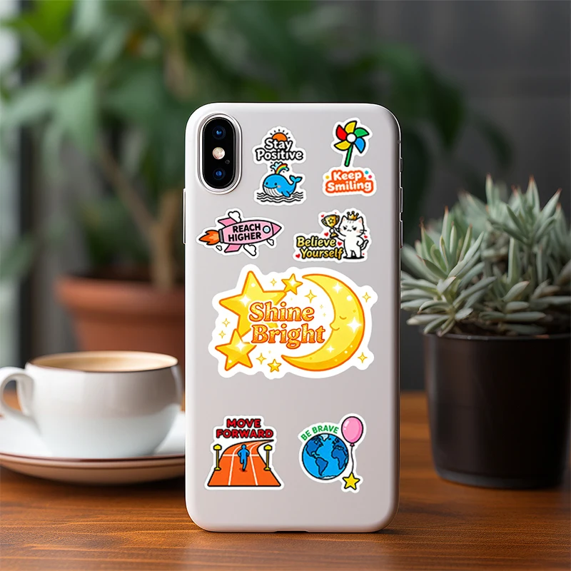 100 قطعة من ملصقات تحفيزية على شكل حيوانات لطيفة من الفينيل مقاومة للماء، شارات تأكيد إيجابية ملهمة لمجلة زجاجة المياه #4