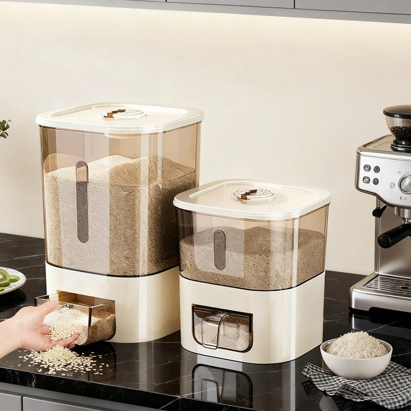 

6.5/11.5KG Sealed Rice Bucket Sealed Moisture Proof Rice Dispenser with Cup Grain Powder Boxes Storage Food Cereal Container
