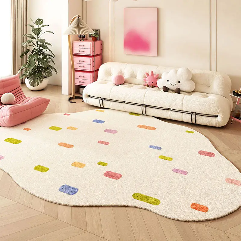Ins Wave Point Simple Style Living Room Irregular Carpet Non-slip Washable Bedroom Mat Soft Plush Home Decoration Rug Custom