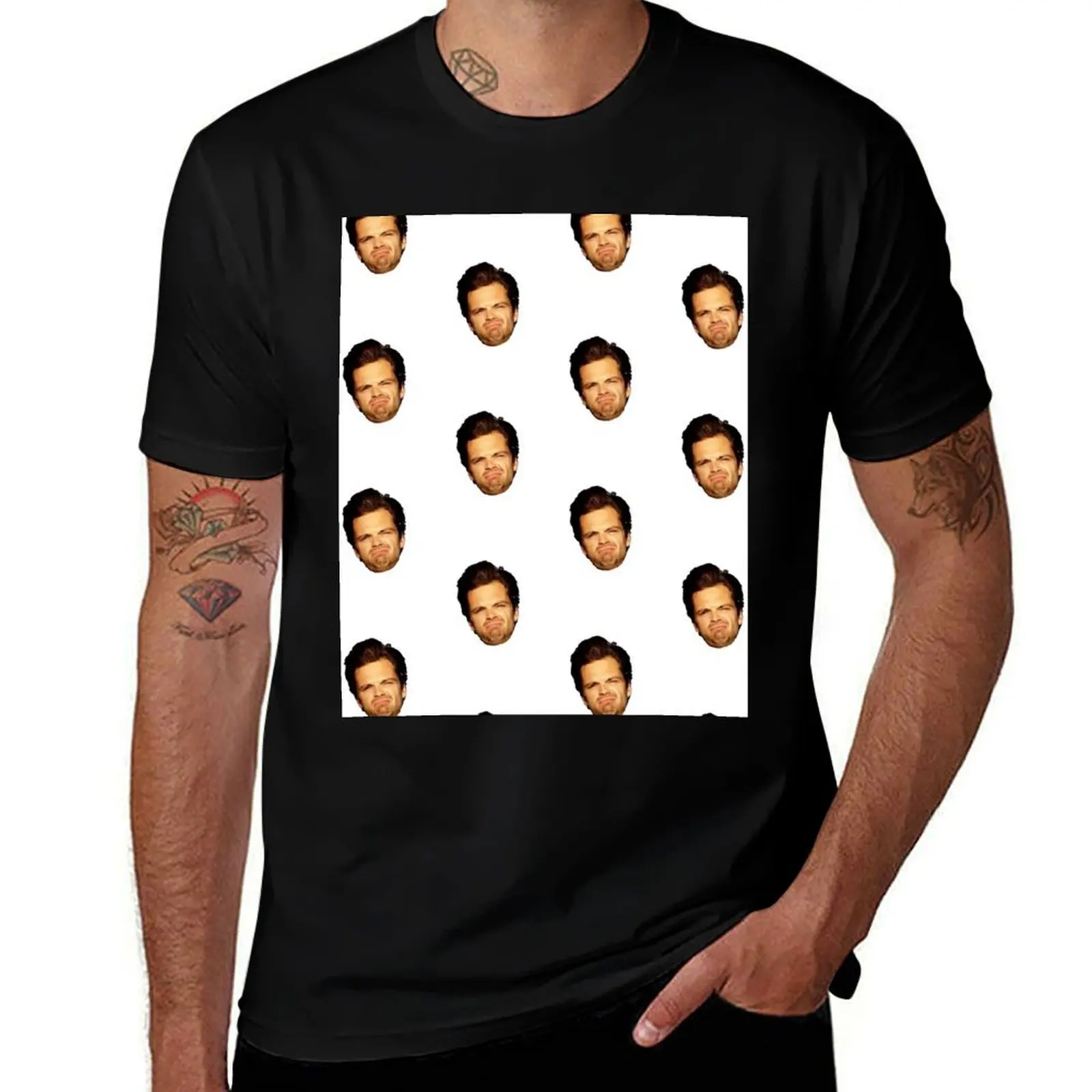 Sebastian Stan being confused T-Shirt summer top vintage anime shirt vintage mens white t shirts