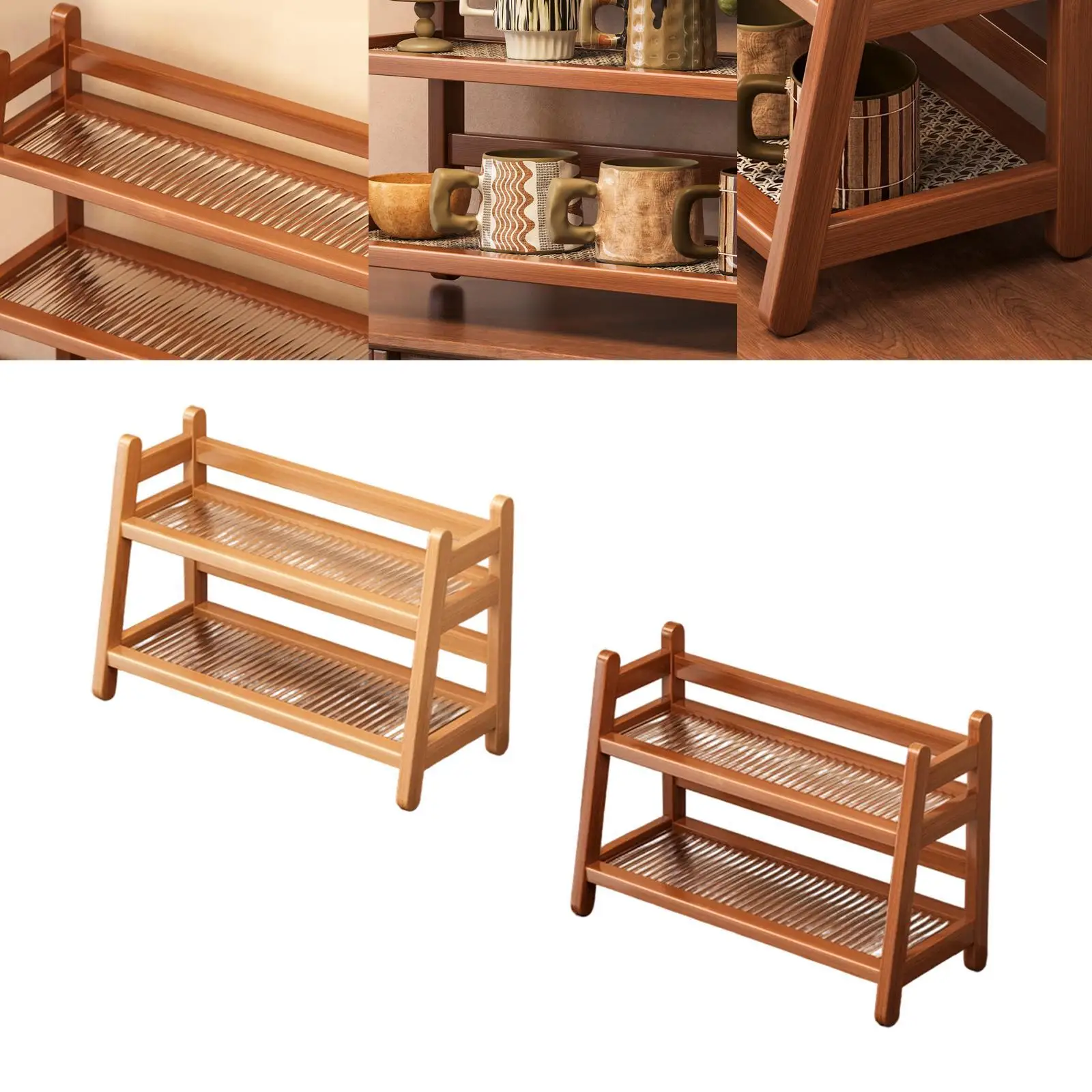

Water Cup Display Rack 2 Tier Mug Holder Decorative Multifunctional Simple Desk Organizer for Office Home Coffee Bar Accessories