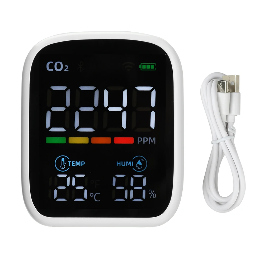 8-in-1-WIFI-Luftqualitätstester CO2 PM1.0 PM2.5 PM10 HCHO TVOC Temperatur- und Feuchtigkeitserkennung APP-Steuerung Infrarotsensor – Detail 2