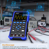 OWON HDS241 40MHz HDS271 70MHz Single Channel Simple 3-in-1 Handheld Digital Oscilloscope 250Msa/s Multimeter Waveform Generator