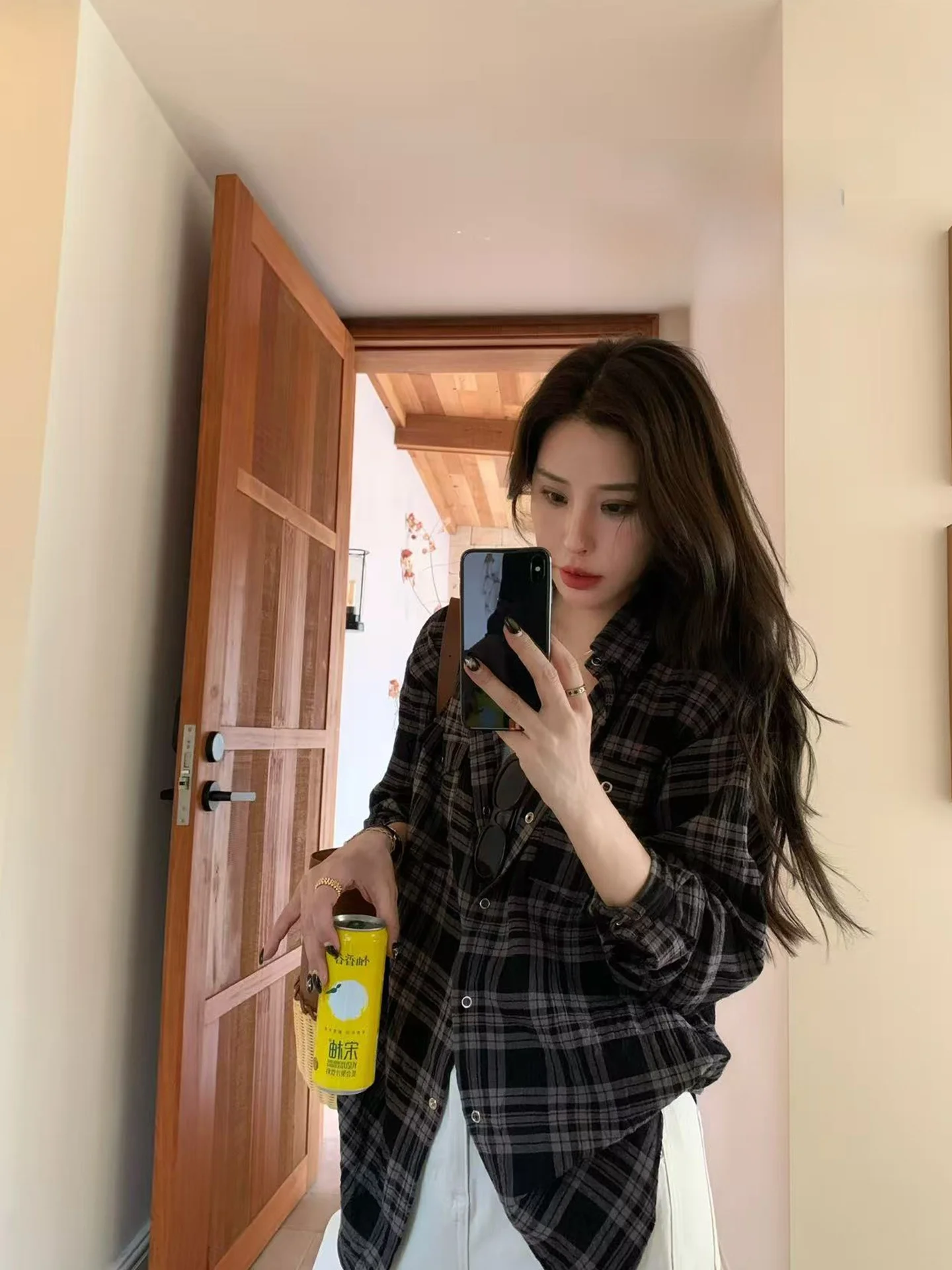 

Loose Fit Plaid irt Casual Sle Long Sve Women's irt Free Sensation Casual Feel Self Kept Version Comfortable irt