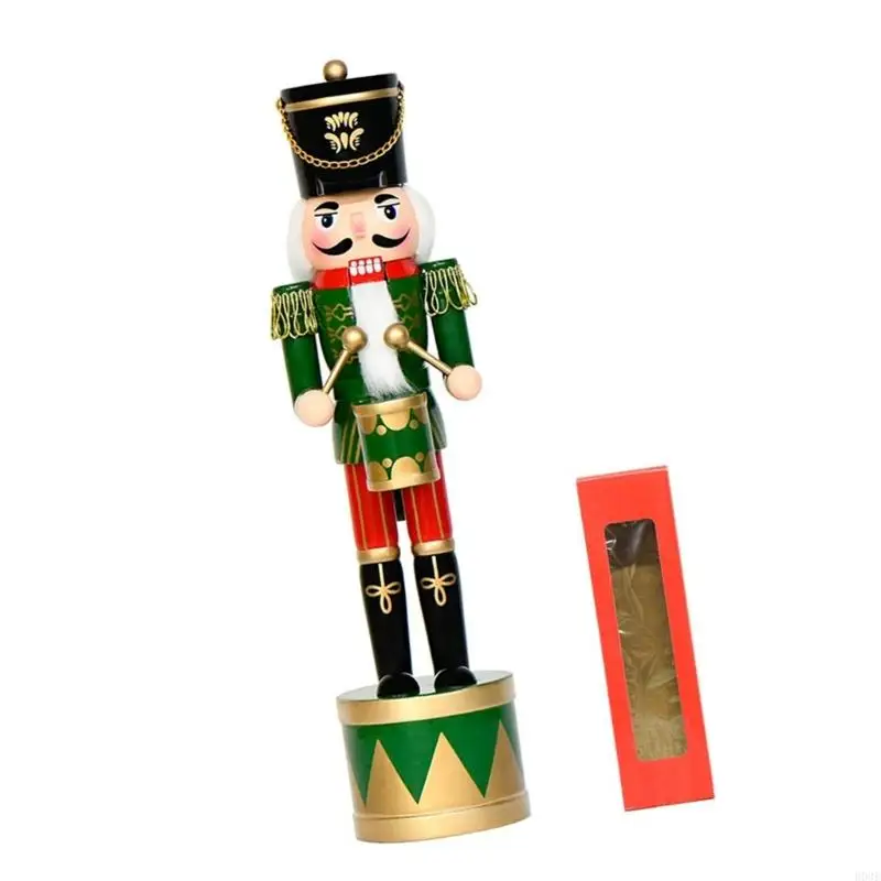 36 hölzerne Nussknacker-Trommelsoldat-Figur, Weihnachtspuppe, handbemalte Verzierung für B03E – Detail 8