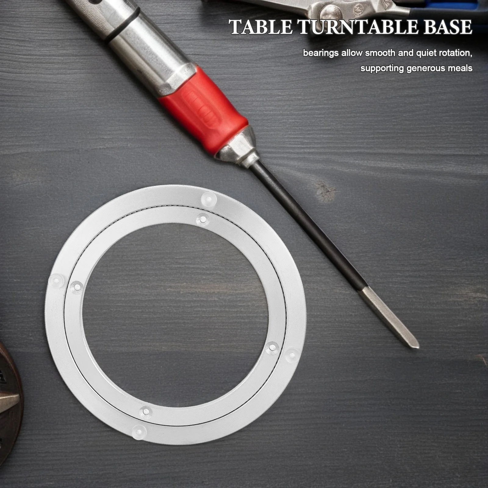 

Aluminum Alloy Turntable Bearing Heavy Duty Rotating Base For Dining Table Non-Slip Swivel Plate Silent Lazy Susan Mechanism -