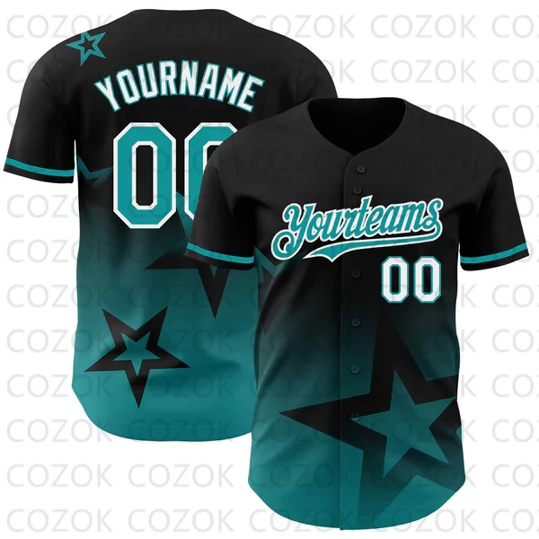 Custom Star Black Pattern Baseball Jersey Men and Women Shirt 3D Printed Shirt Team Shirts Hip Hop Unisex Tops