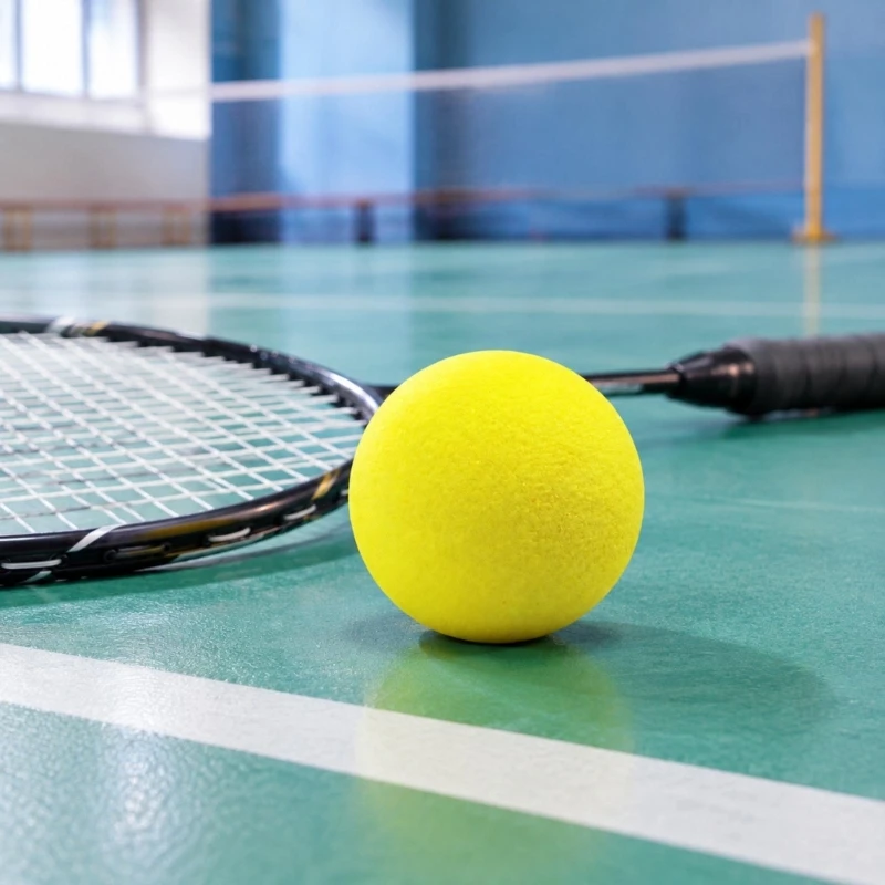 Q84C Solid Foams Badminton Training Ball for Indoor Wall-Rebounded Practice, Bright Yellow Soles Hitting Aid for Swing, Rhythm,