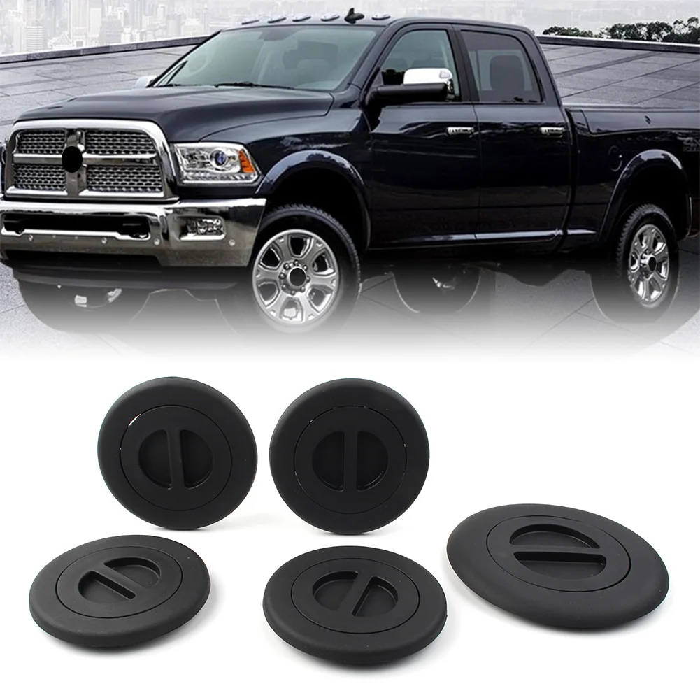 5Pcs Black Car Wheel Gooseneck Bed Plug Cover Kits 68225506AA For Dodge Ram 2500 3500 2014 2015 2016 2017 2018 2019