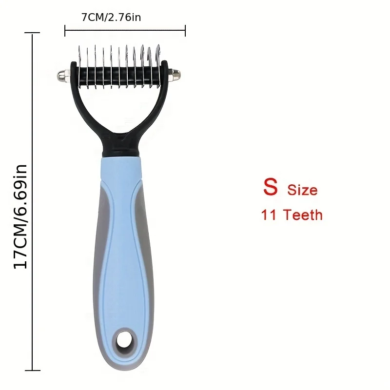 Pet fur knotting knife dog grooming shedding tool pet cat hair removal comb brush double-sided pet supplies dog comb