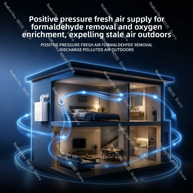 Ductless Wall Mounted Fresh Air Ventilator with Energy Recovery Unidirectional Flow