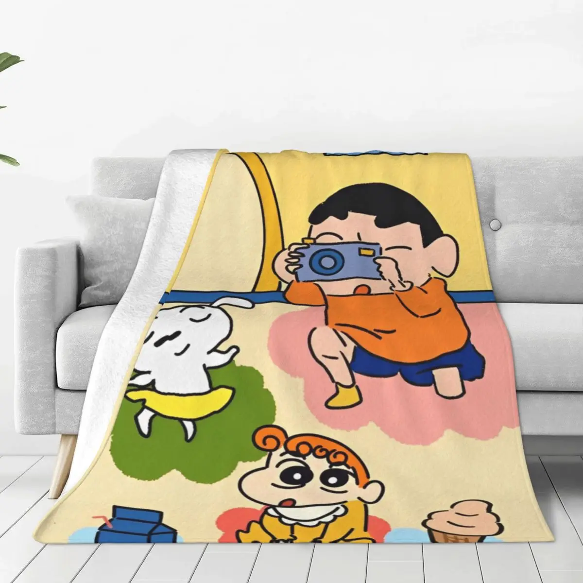 Crayon Shin-chan Himawari At Home Blanket Japanese Anime Fleece Awesome Breathable Throw Blanket for Bedspread Winter