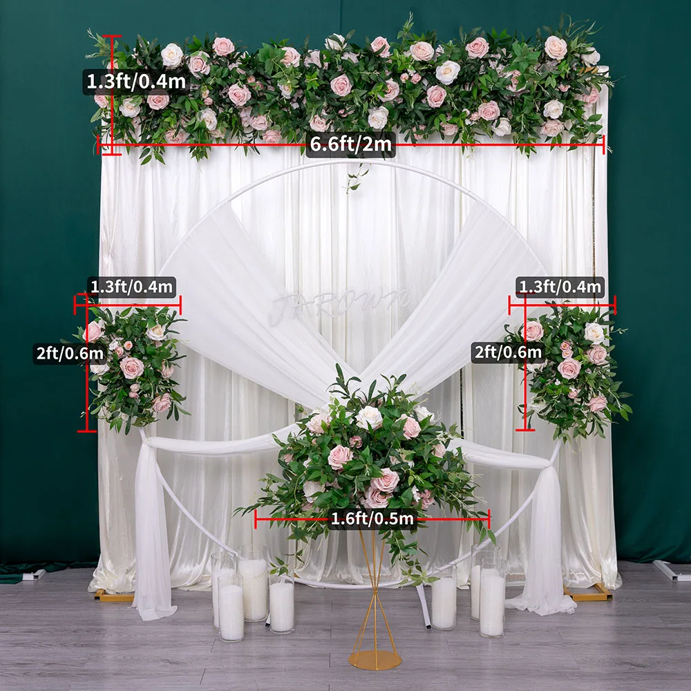 

Wedding Flower Decoration Arrangement Supplies Silk Rose Artificial Floral Row Decor Marriage Iron Arch Backdrop flores