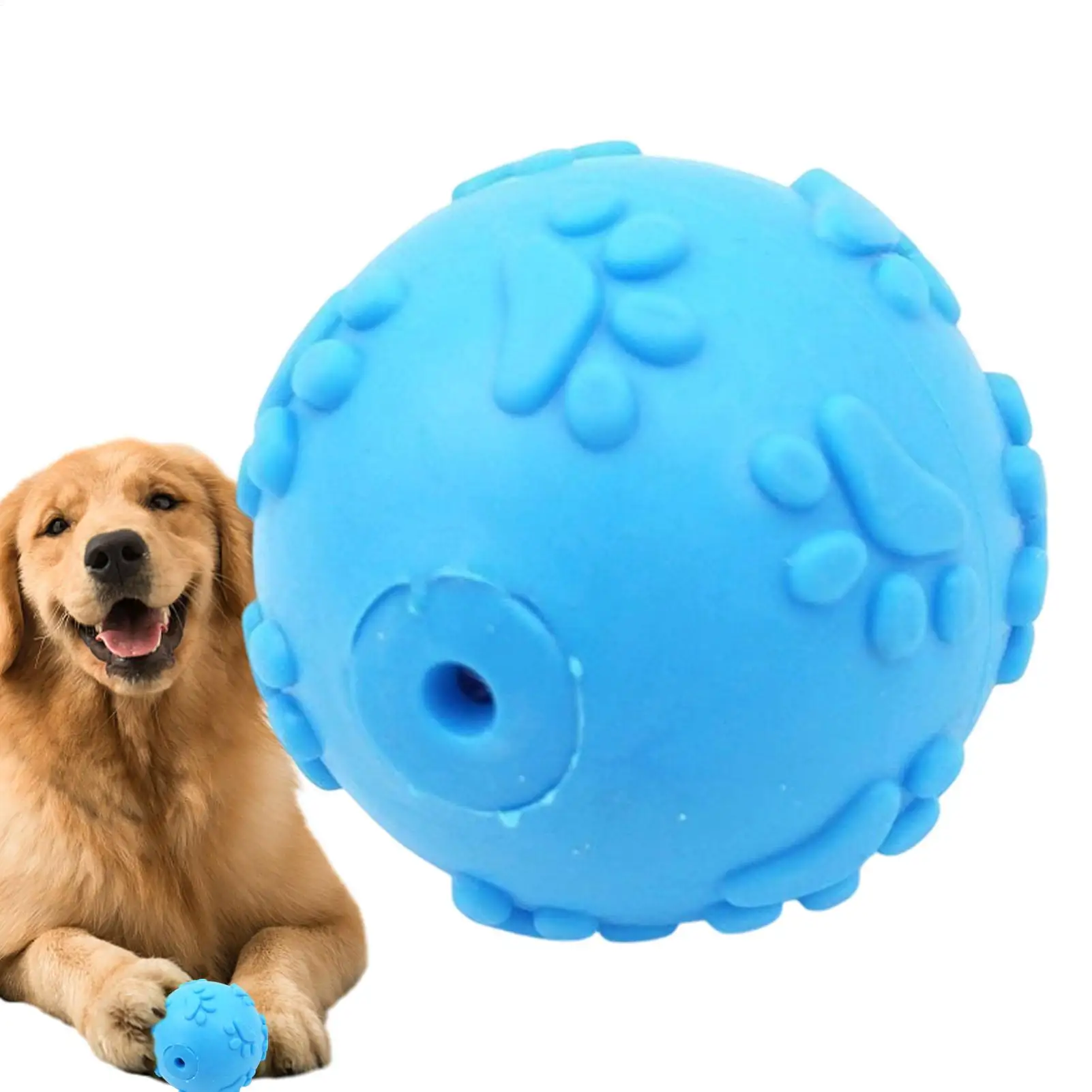 Dog Training Elastic Ball Footprint Squeaky Floating Rubber Play Toy Teeth Clean Interactive Accessory For Corgi Golden Retrieve