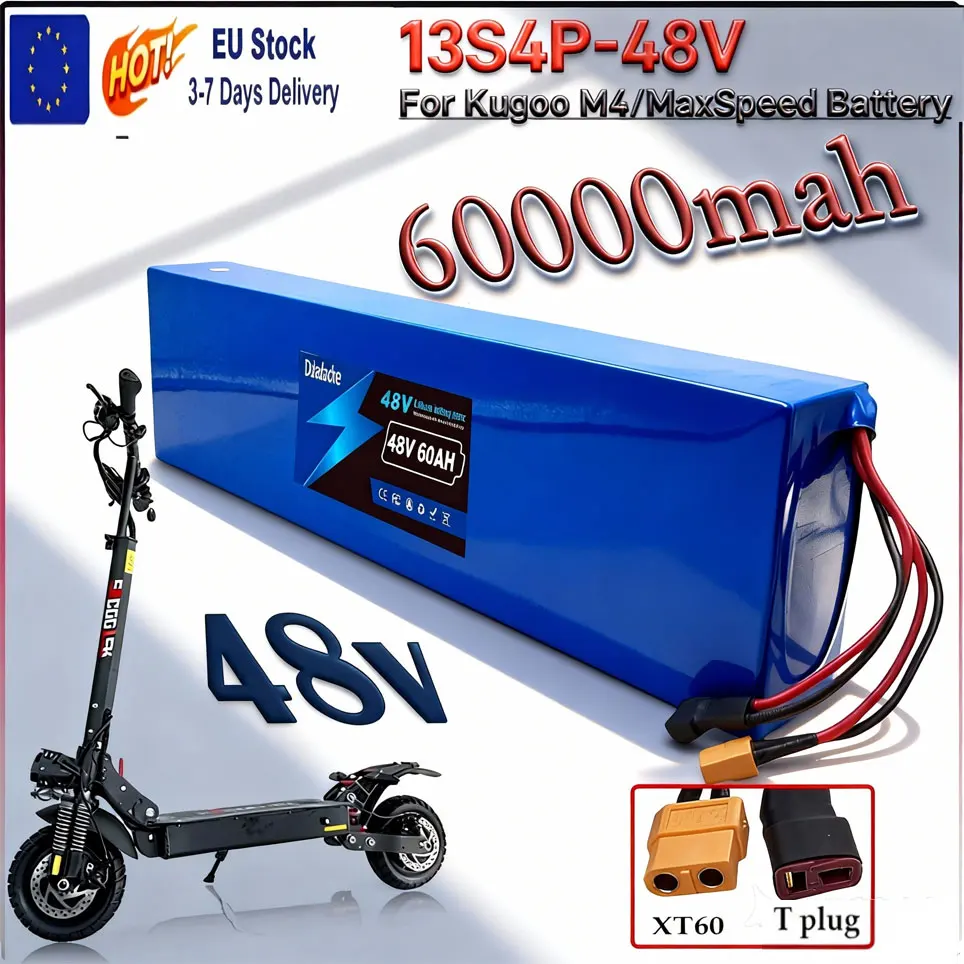 Original 48V Lithium-Ionen-Akku 48V 60Ah 2000W 13S4P Lithium-Ionen-Akkupack für 54,6V CitycocoBMS Elektroroller
