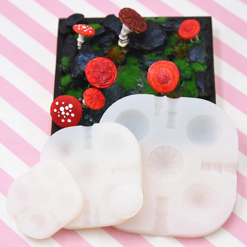 2pcs/set Mini Mushroom Silicone Mold Ultra-light Clay Resin Clay DIY Soft Pottery Miniature Mushroom Quick Modeling Tool