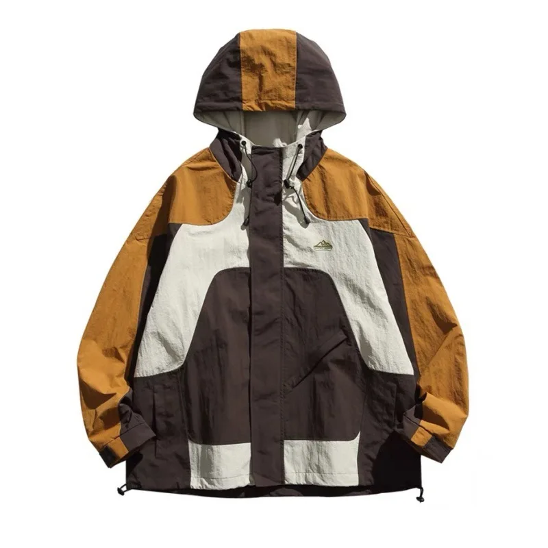 Punching Jacket Couple Spring Autumn New Patchwork Color Mountaineering Suit Casual Sweatshirt Hooded Zipper Lacing Coats