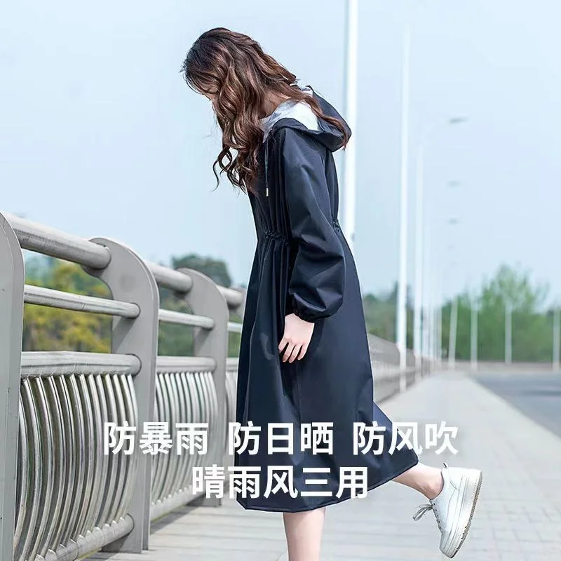 Windbreaker Raincoat for Ladies, Long Models Coat, Light Jacket, Wind and Sun Protection, Rain, Outdoor, Female, Autumn, Summer,