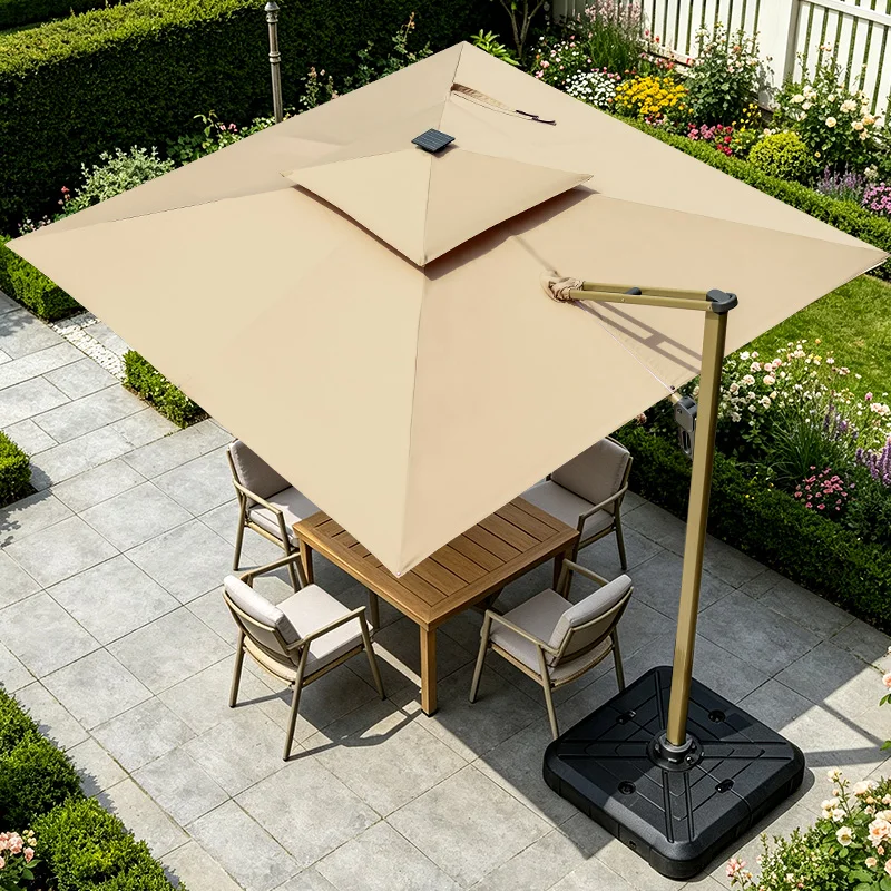 3*3m/4*3M/2.5M Waterproof Wind Resistant Wood Look Aluminum Frame Modern Design Cantilever Parasol Heavy Duty Outdoor Umbrella