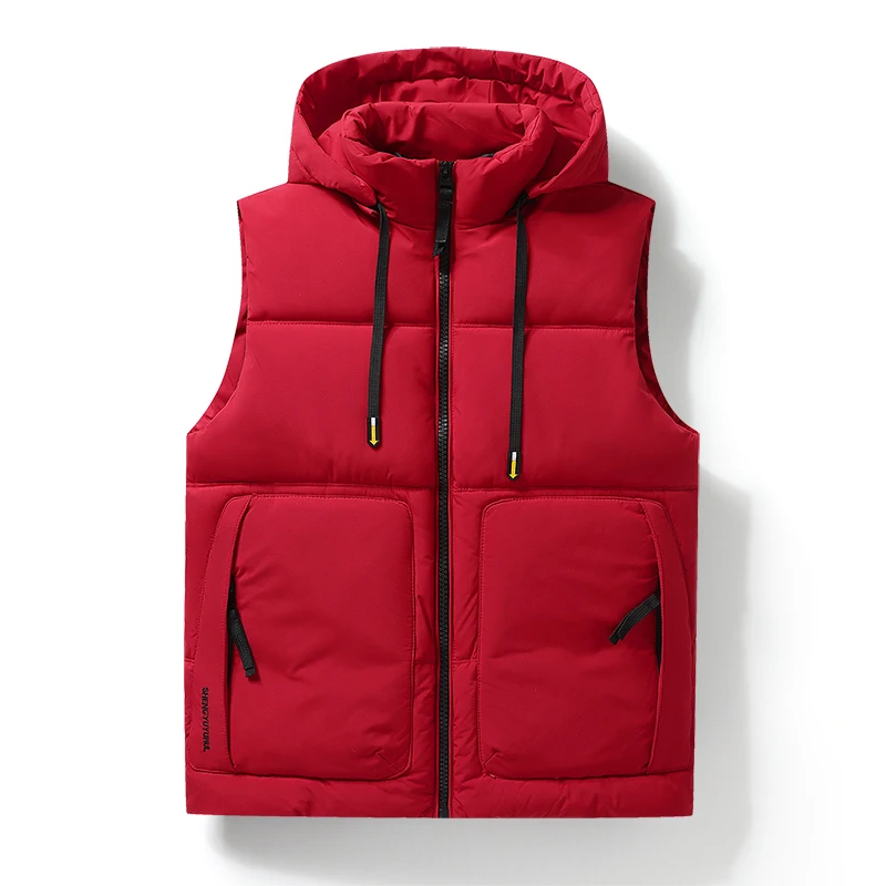 

Осенне-зимний уличный мужской повседневный жилет с капюшоном для рыбалки, удобный модный толстый многофункциональный жилет без рукавов