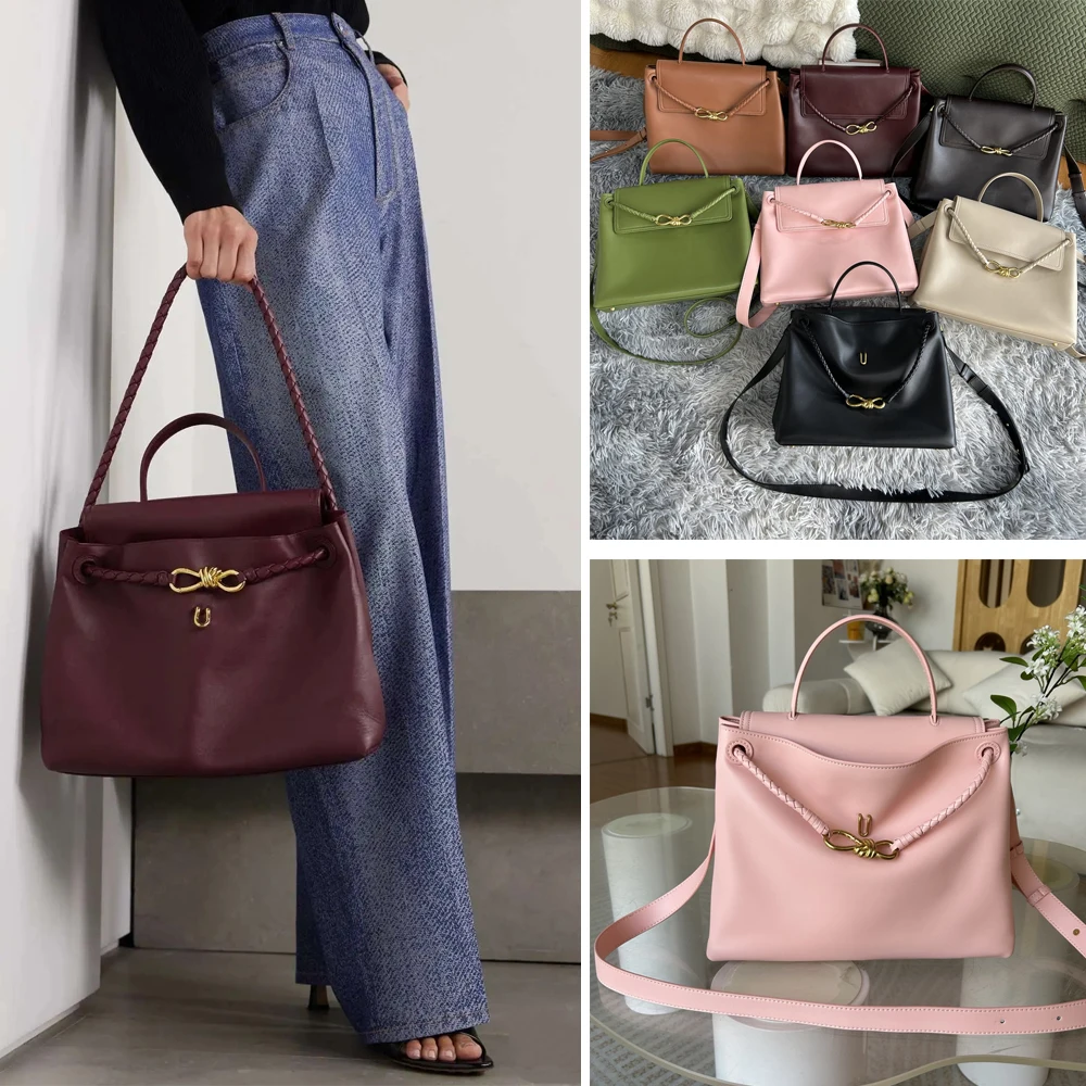 

B-Home Leather Woven Genuine Leather Women's Bag CiaoCiao Handbag Knot Andiamo Tote Small Bag Soft Handle Casual Sle