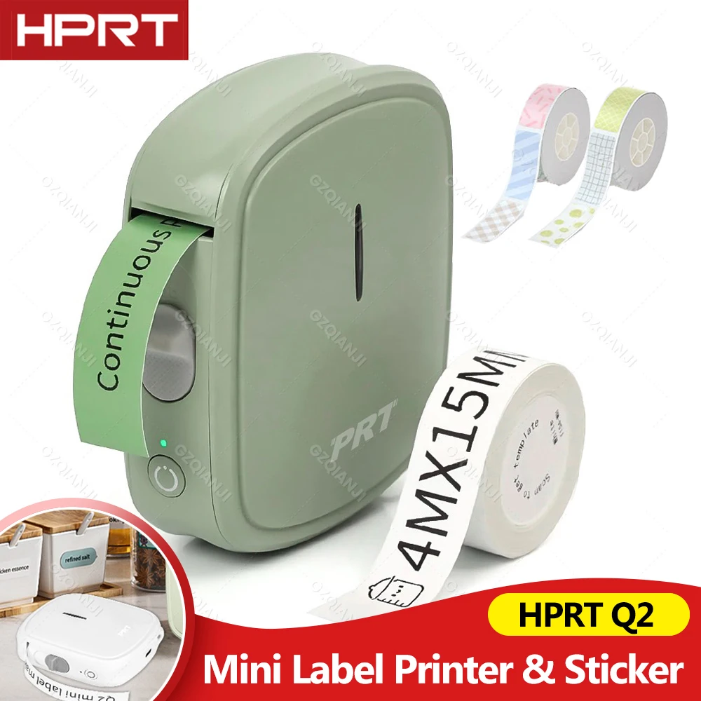 HPRT Q2 Mini Thermal Label Printer with Paper Bluetooth Wireless Sticker Self-adhesive Maker Tag Price Logo Barcode Printing