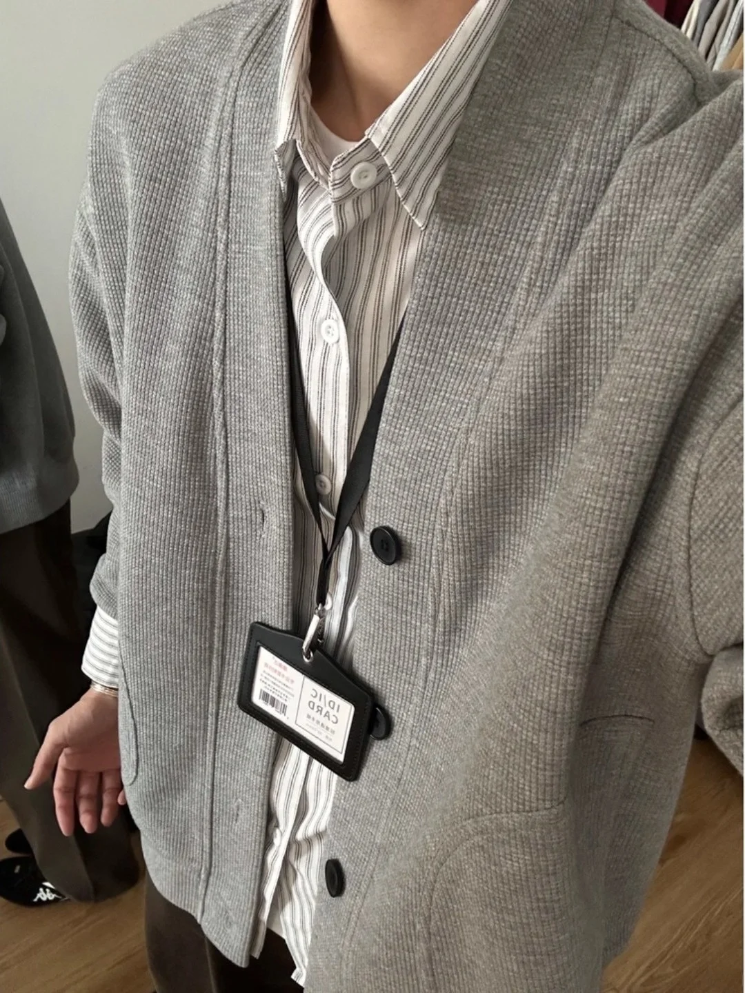 

ay V-Ne Open Cardigan Sweatirt Jaet Men's Lazy Sle Knitted Top Layered Jaet Stand Fit Long Sve Daily Wear